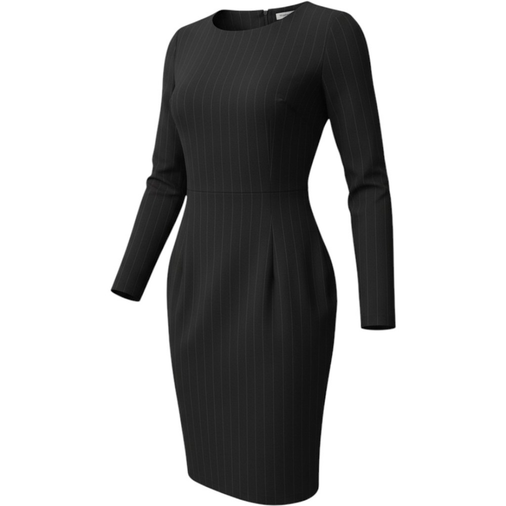 Giorgio Armani Le Collezioni Black Pinstripe Sheath Dress Size 4 Made in Italy